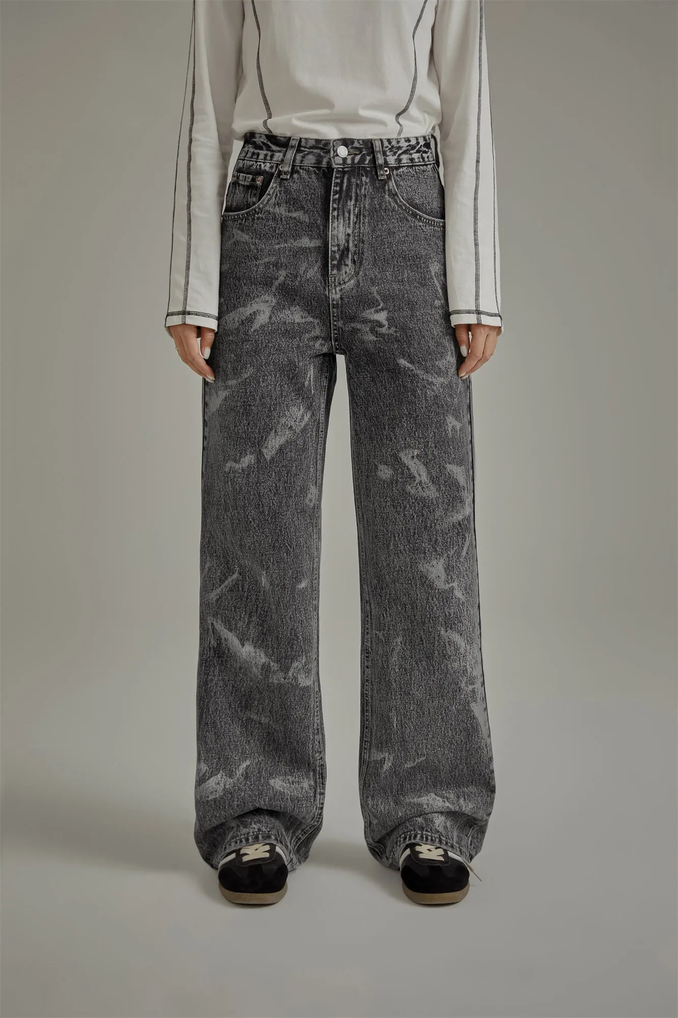 Brush Strokes Wide Grey Jeans