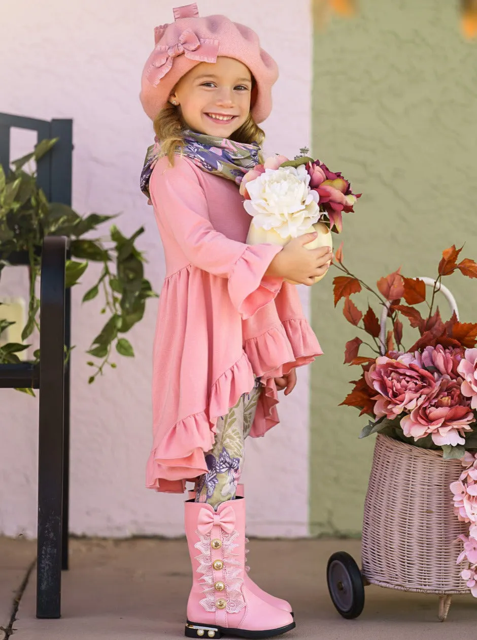 Camo Butterfly Cutie Tunic, Legging And Scarf Set