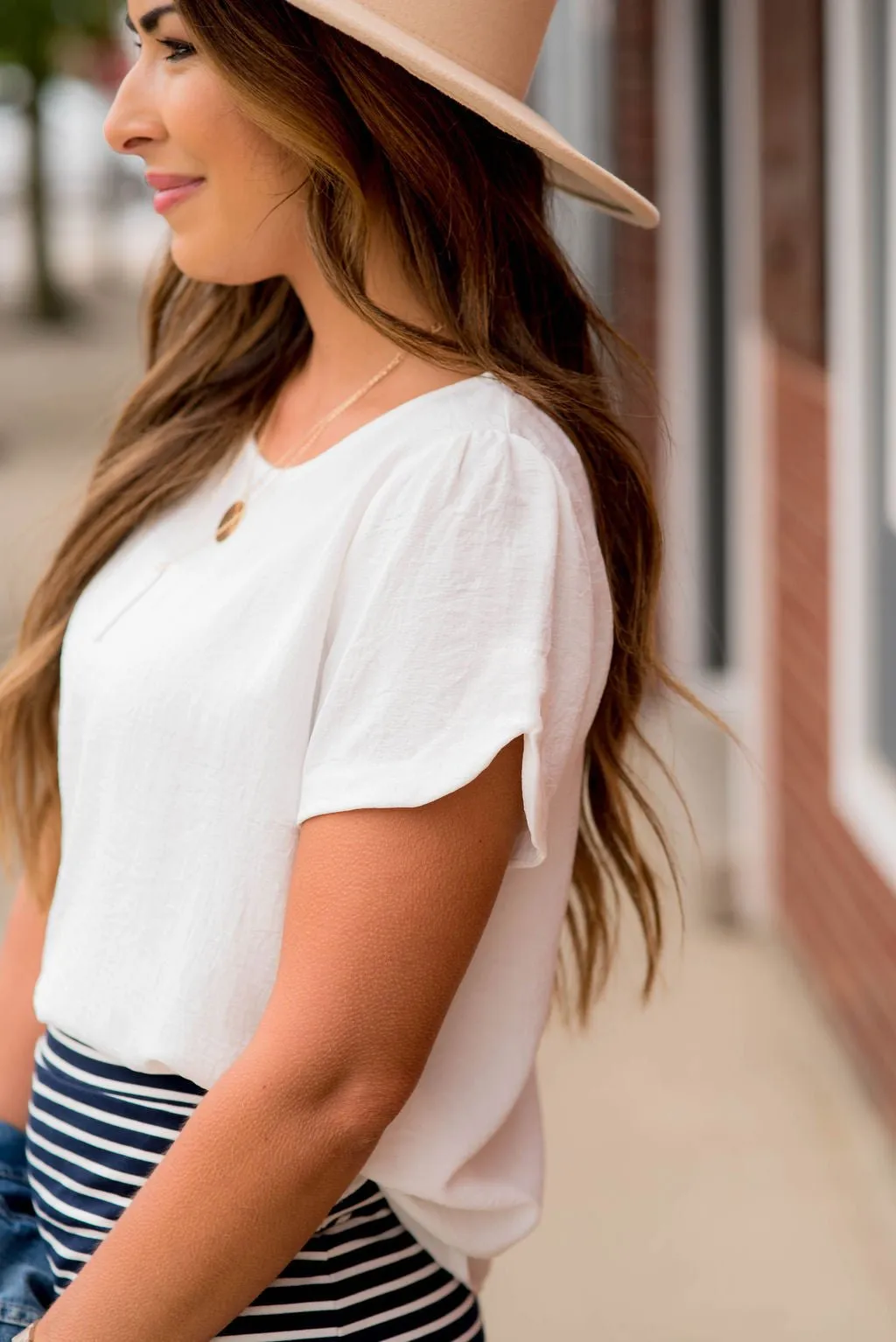 Capped Two Scallop Sleeve Tee