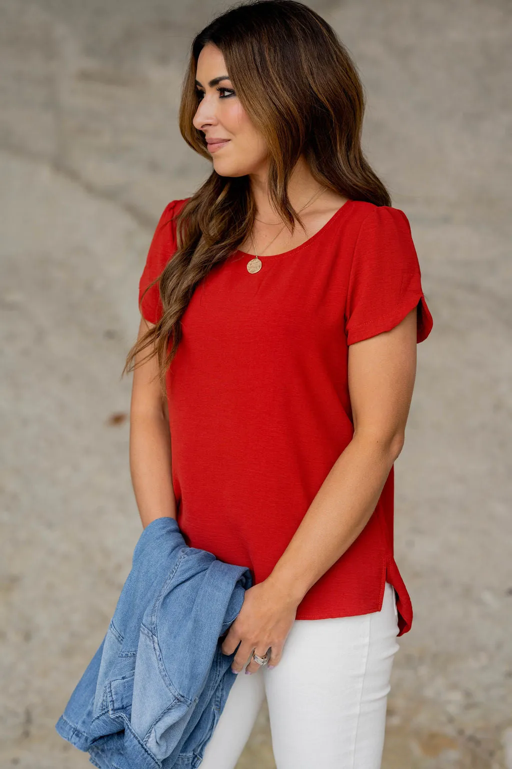 Capped Two Scallop Sleeve Tee