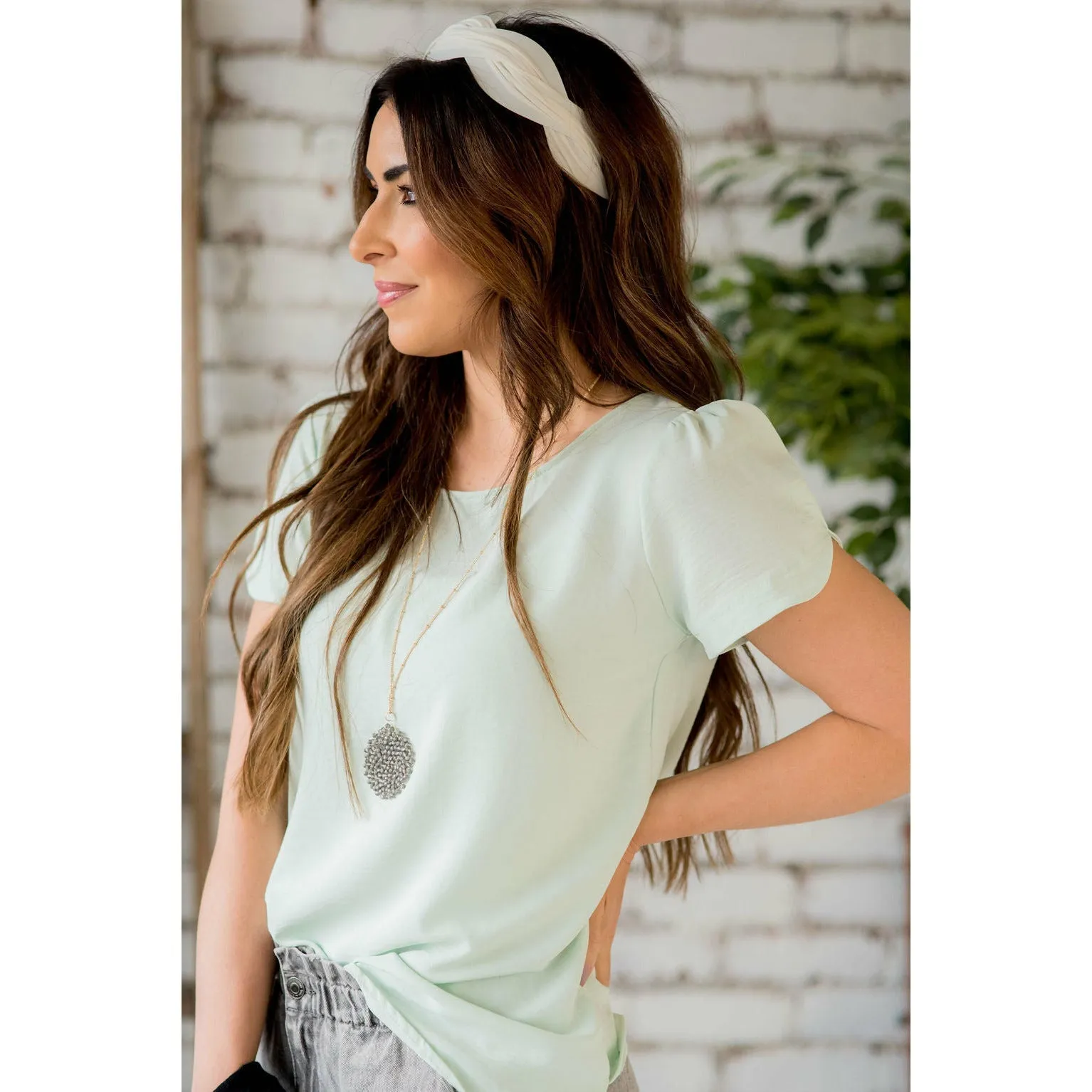 Capped Two Scallop Sleeve Tee