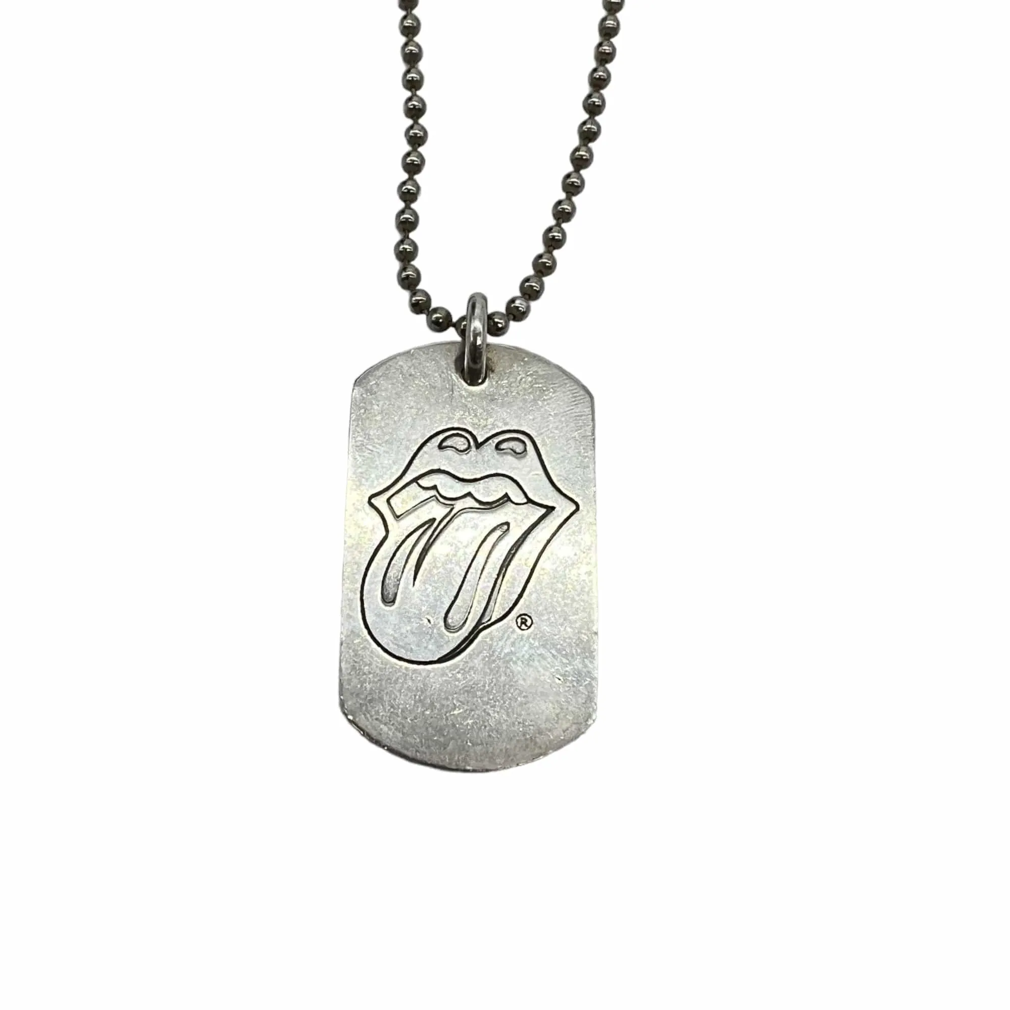 CHROME HEARTS Rolling Stones Dog Tag Pendant Necklace