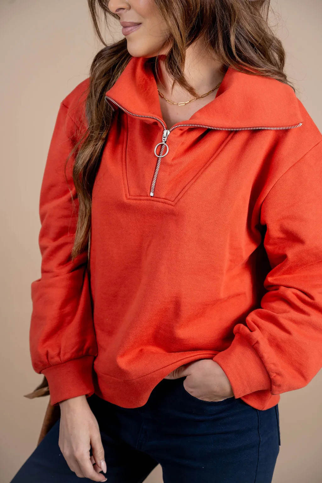 Circle Zipper Pullover Sweatshirt