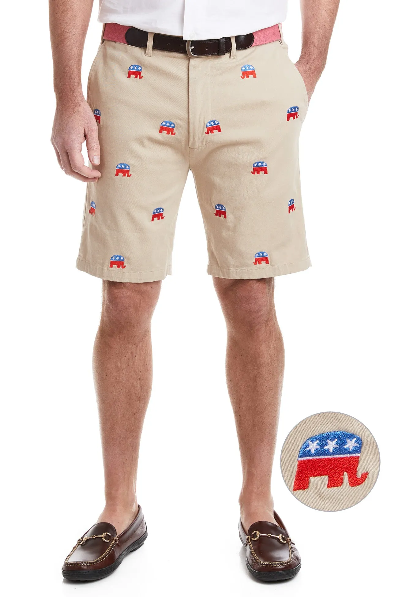 Cisco Shorts Stretch Twill Khaki with GOP Elephant