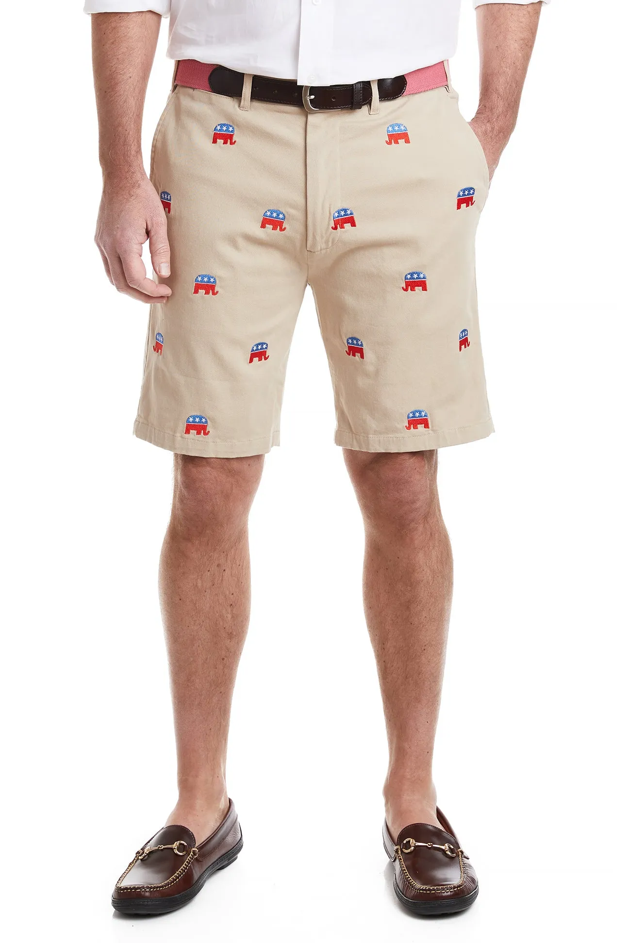 Cisco Shorts Stretch Twill Khaki with GOP Elephant