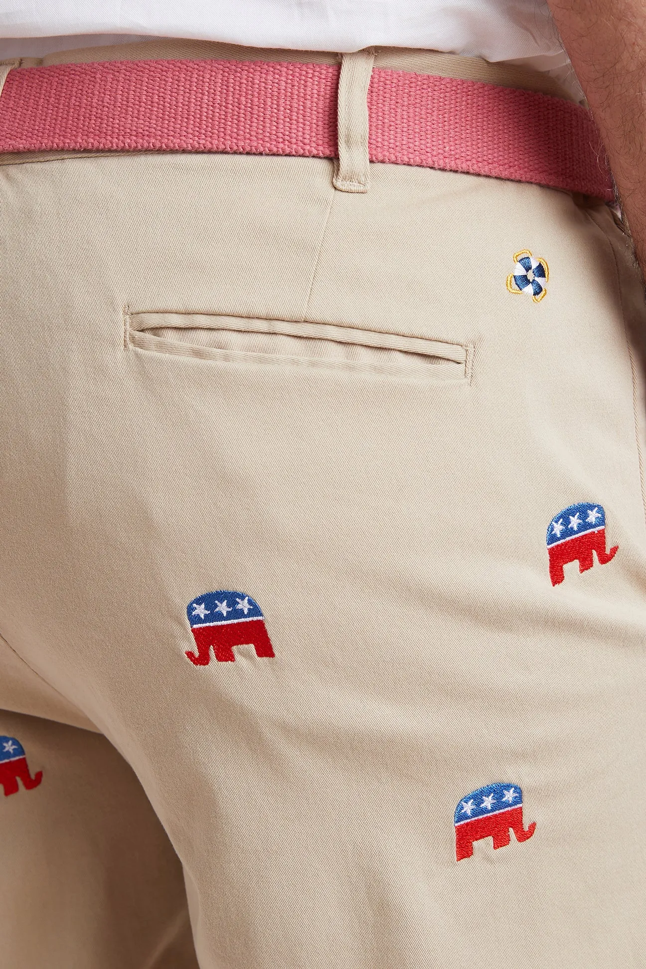 Cisco Shorts Stretch Twill Khaki with GOP Elephant