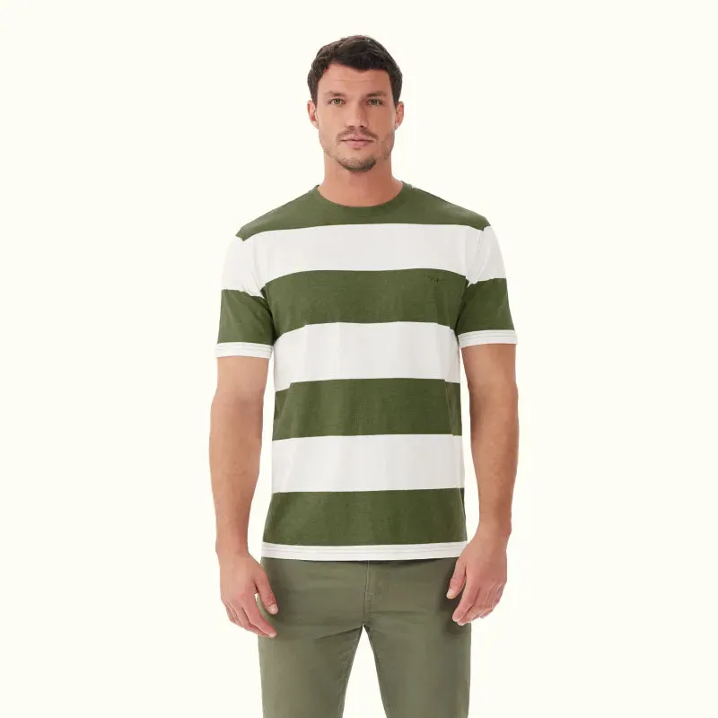 Copley T-Shirt - Stripe - Olive & White