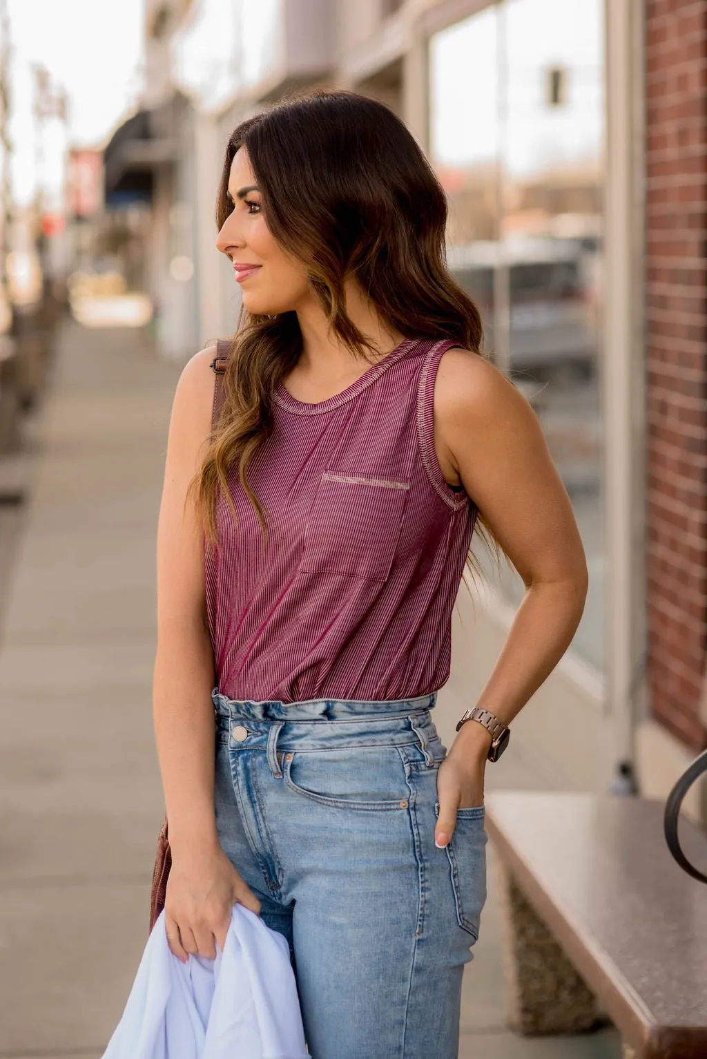 Corded Stitch Trimmed Pocket Tank