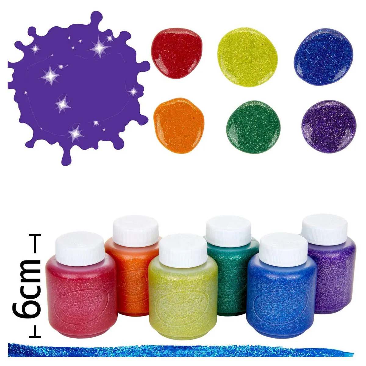 Crayola Washable Paint Glitter Colours Pack of 6