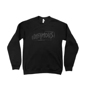 Crew Neck Sweatshirt - Black on Black Infamous