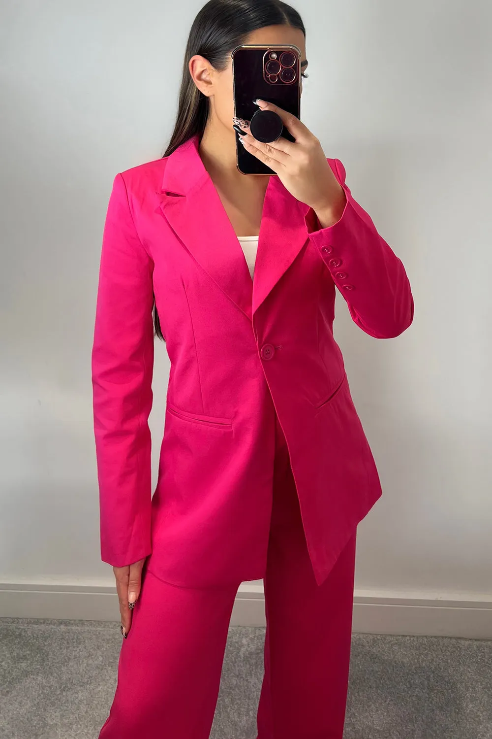 Cyndi Pink Button Tailored Blazer