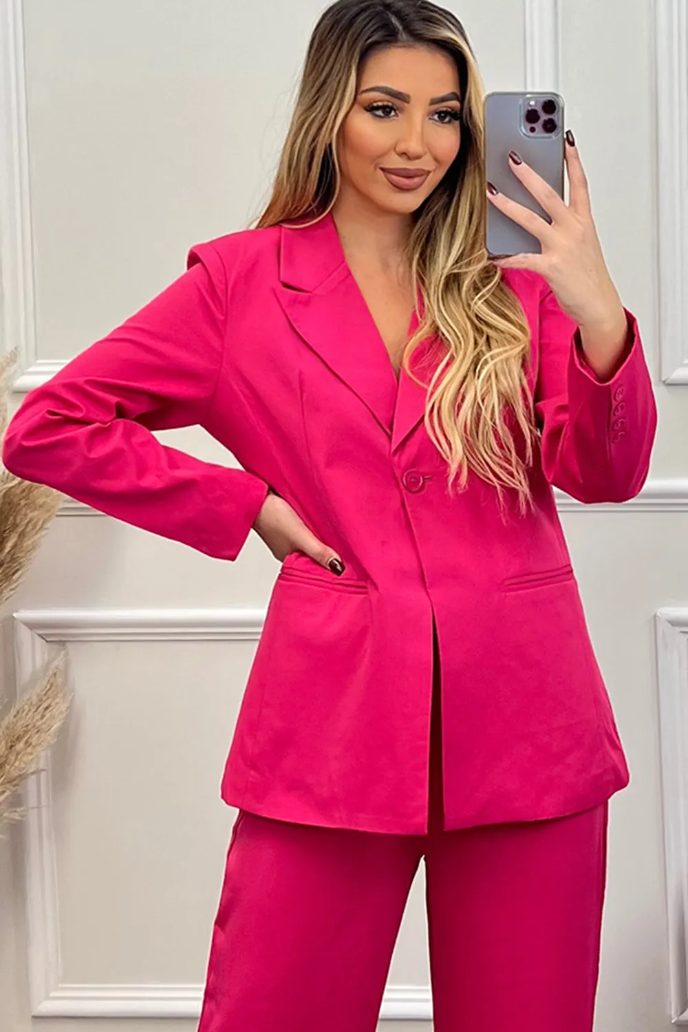 Cyndi Pink Button Tailored Blazer