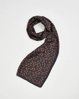 Deco Blooms Silky Lightweight Black Scarf