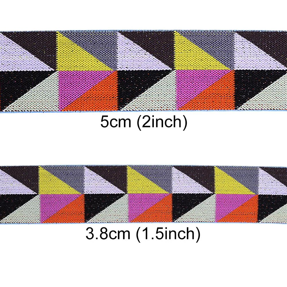 Designer Geometric Pattern Multicolor Woven Elastic Tape