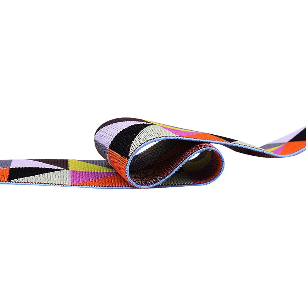 Designer Geometric Pattern Multicolor Woven Elastic Tape