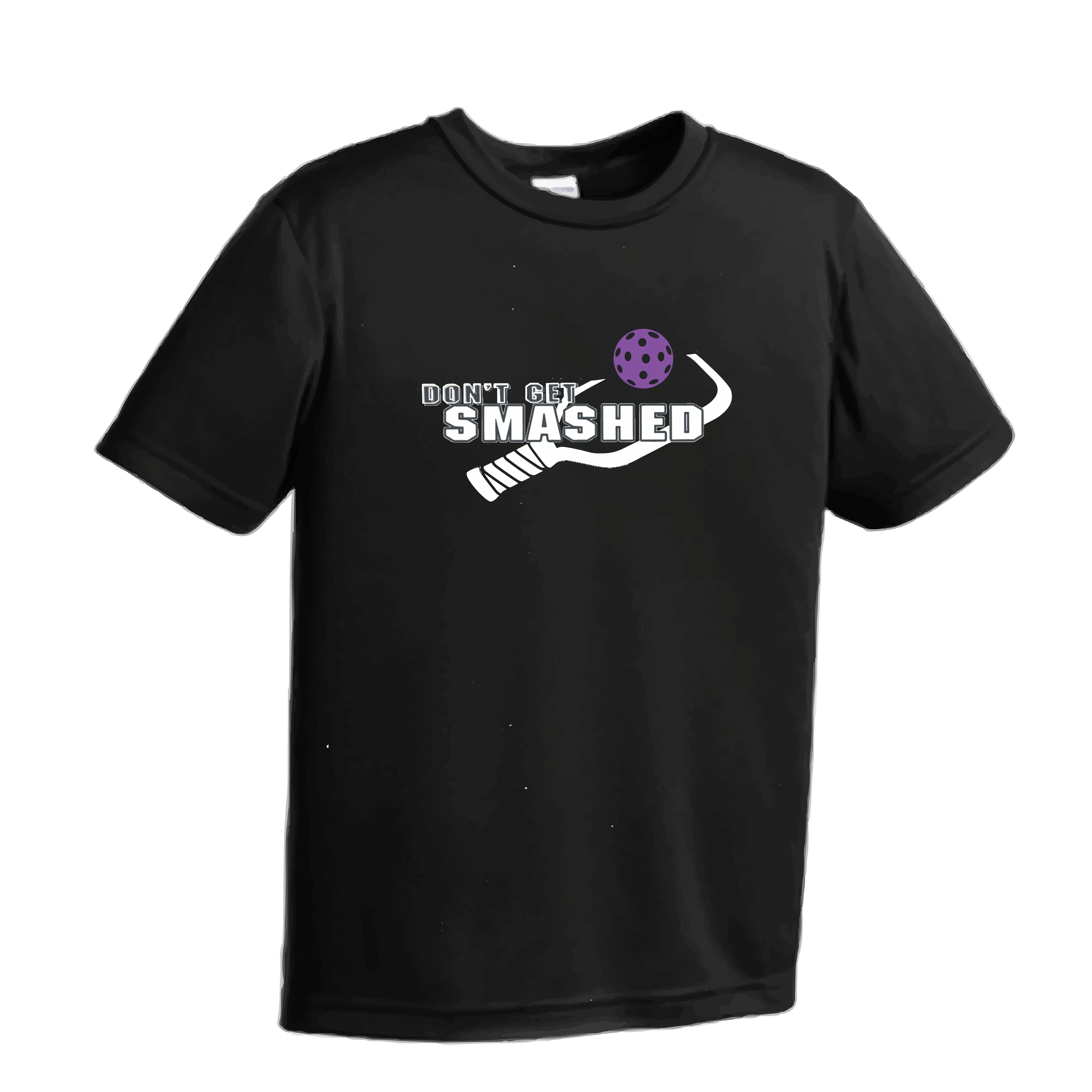 Don't Get Smashed (Purple White Yellow Pickleball Colors) | Youth Short Sleeve Athletic Shirt | 100% Polyester