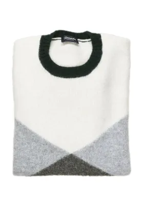 Drumohr Cammello/Latte/Sabbia Geometric Lambswool Crewneck Sweater