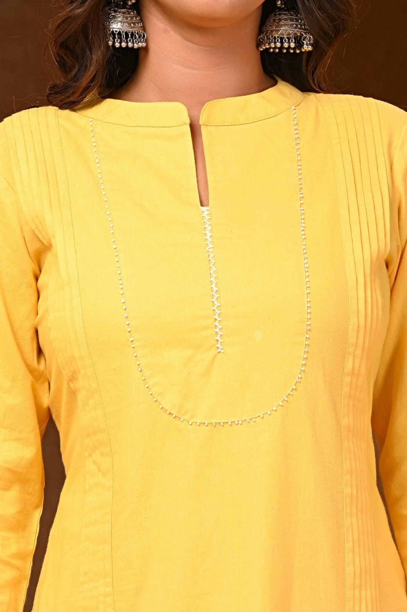 Elegant Yellow A-Line Kurta with Pant Set