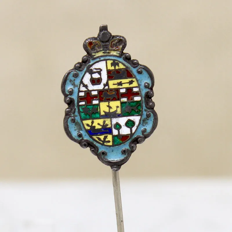 Enamel Crowned Crest Stick Pin