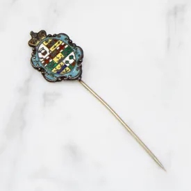 Enamel Crowned Crest Stick Pin