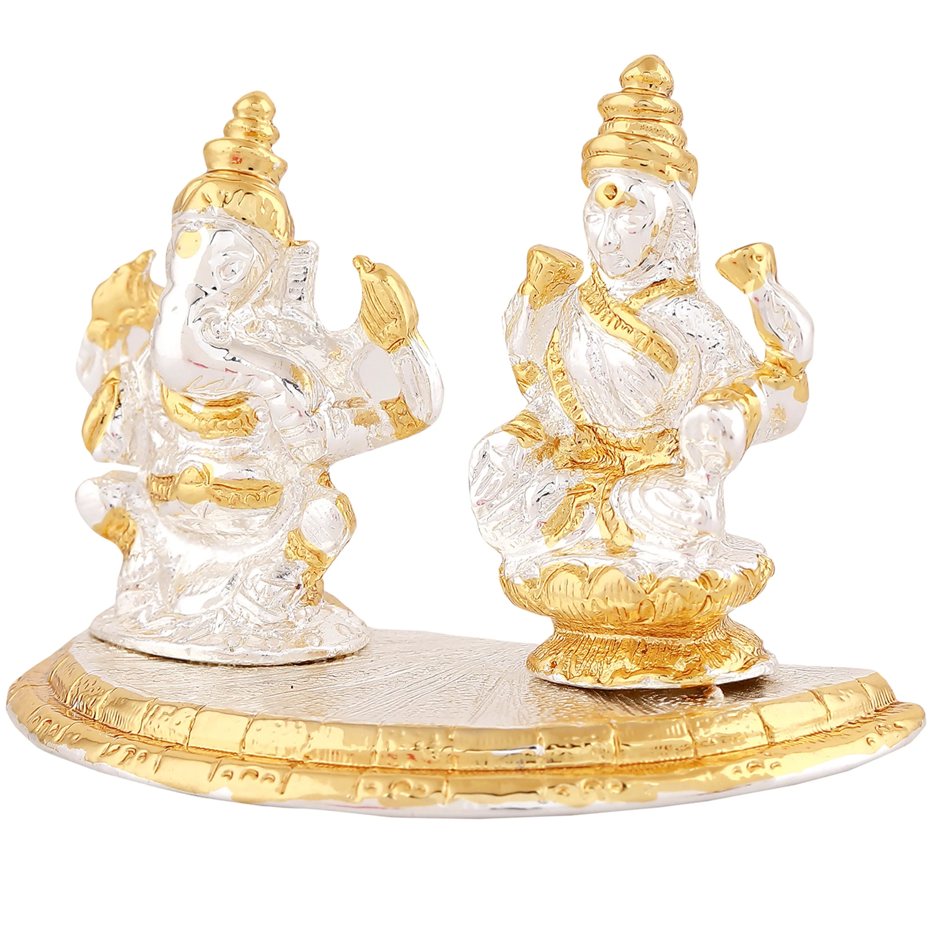 Estele Gold & Rhodium Plated Godess Lakshmi Ji & Lord Ganesh Idol