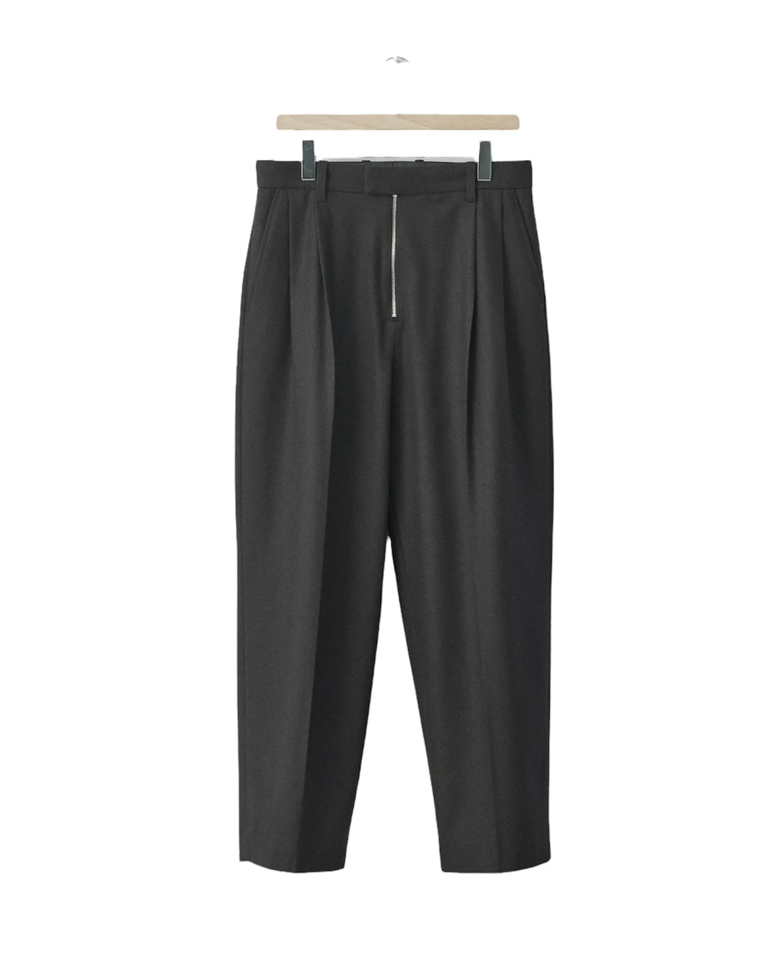 EX WIDE TAPERED BARE ZIP TROUSERS "SHADE CHARCOAL"