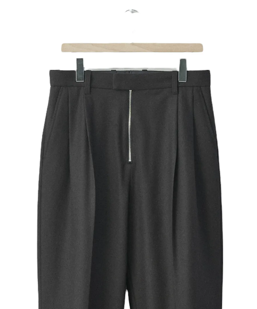 EX WIDE TAPERED BARE ZIP TROUSERS "SHADE CHARCOAL"