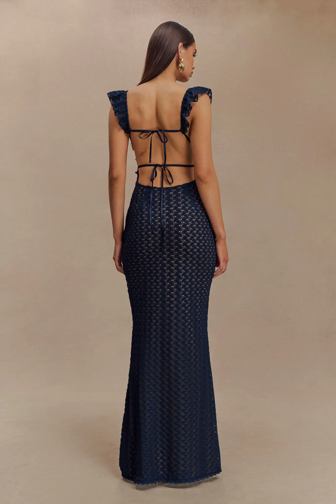 Ezra Lace Maxi Dress - Navy