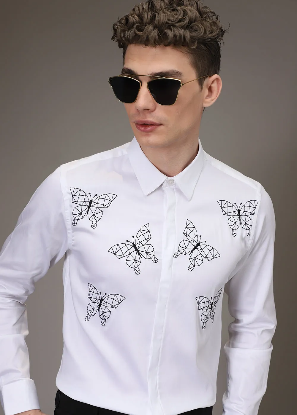 Flutter Embroidery White Shirt