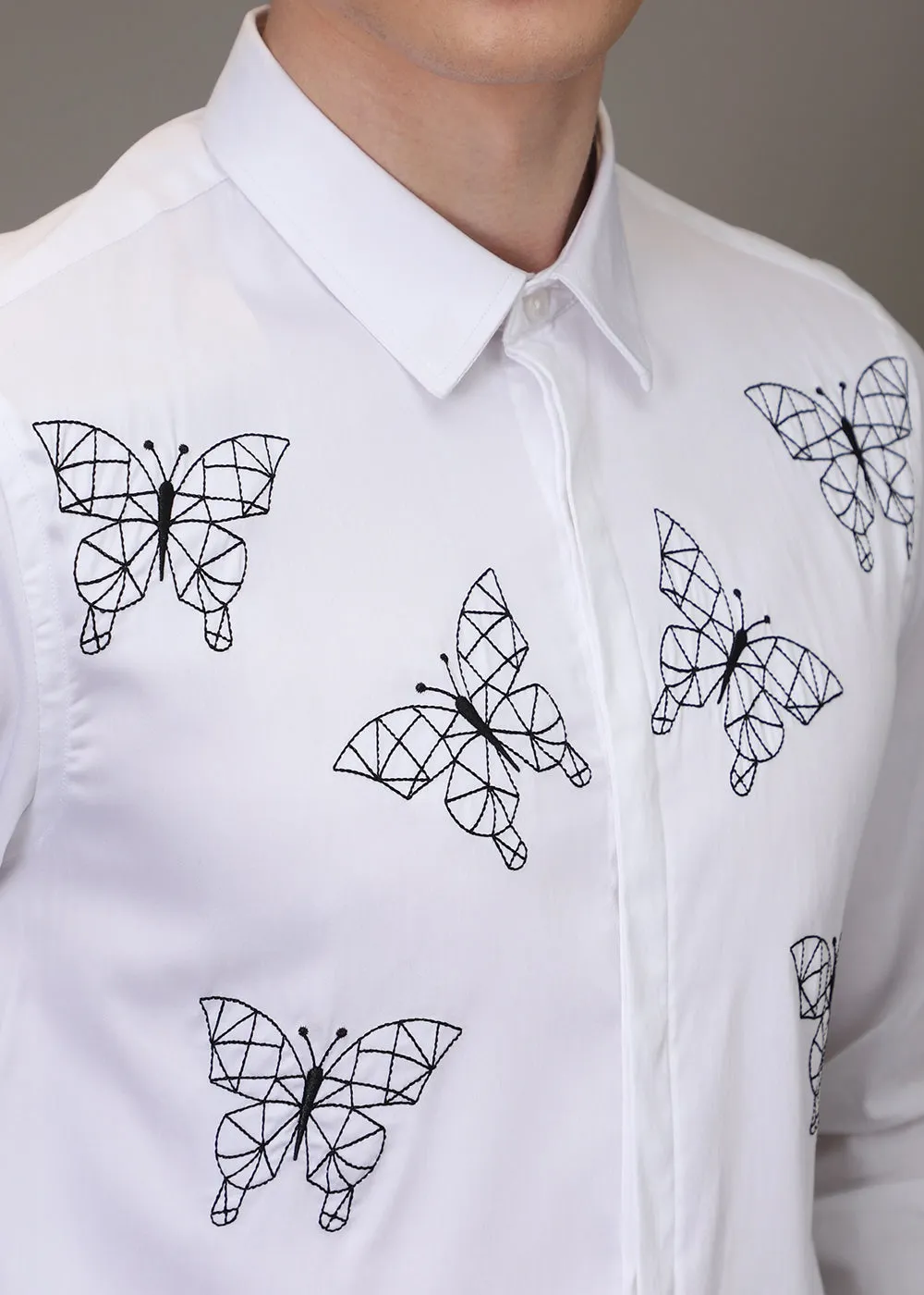 Flutter Embroidery White Shirt