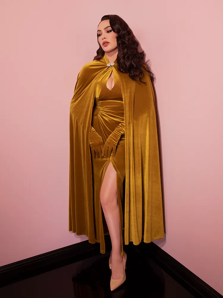 Golden Era Gown and Glove Set in Gold Velvet - Vixen by Micheline Pitt