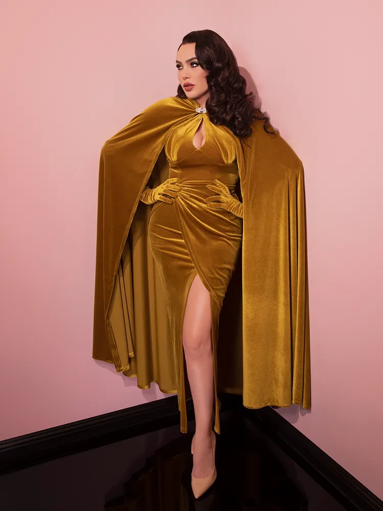 Golden Era Gown and Glove Set in Gold Velvet - Vixen by Micheline Pitt