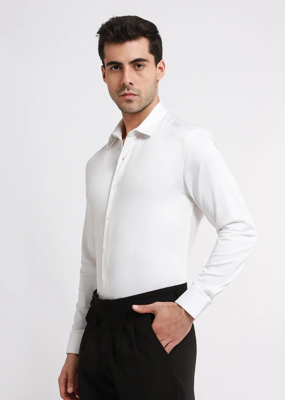 Greek White Satin Shirt