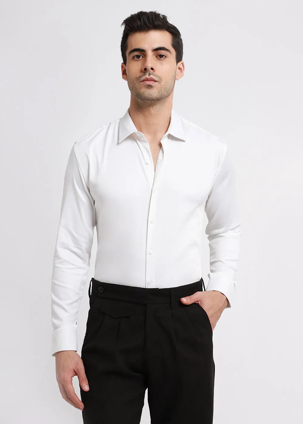 Greek White Satin Shirt