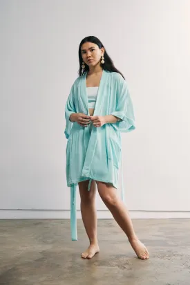 Half Moon Kimono in Aqua Velvet