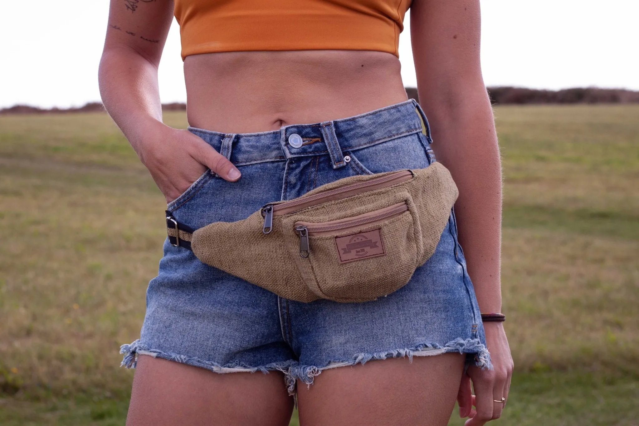 Handmade Hemp Sustainable Bum Bag || Khaki Green