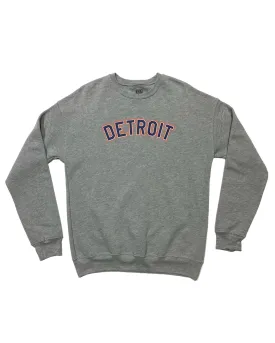 Ink Detroit - Orange & Navy on Athletic Grey Crewneck