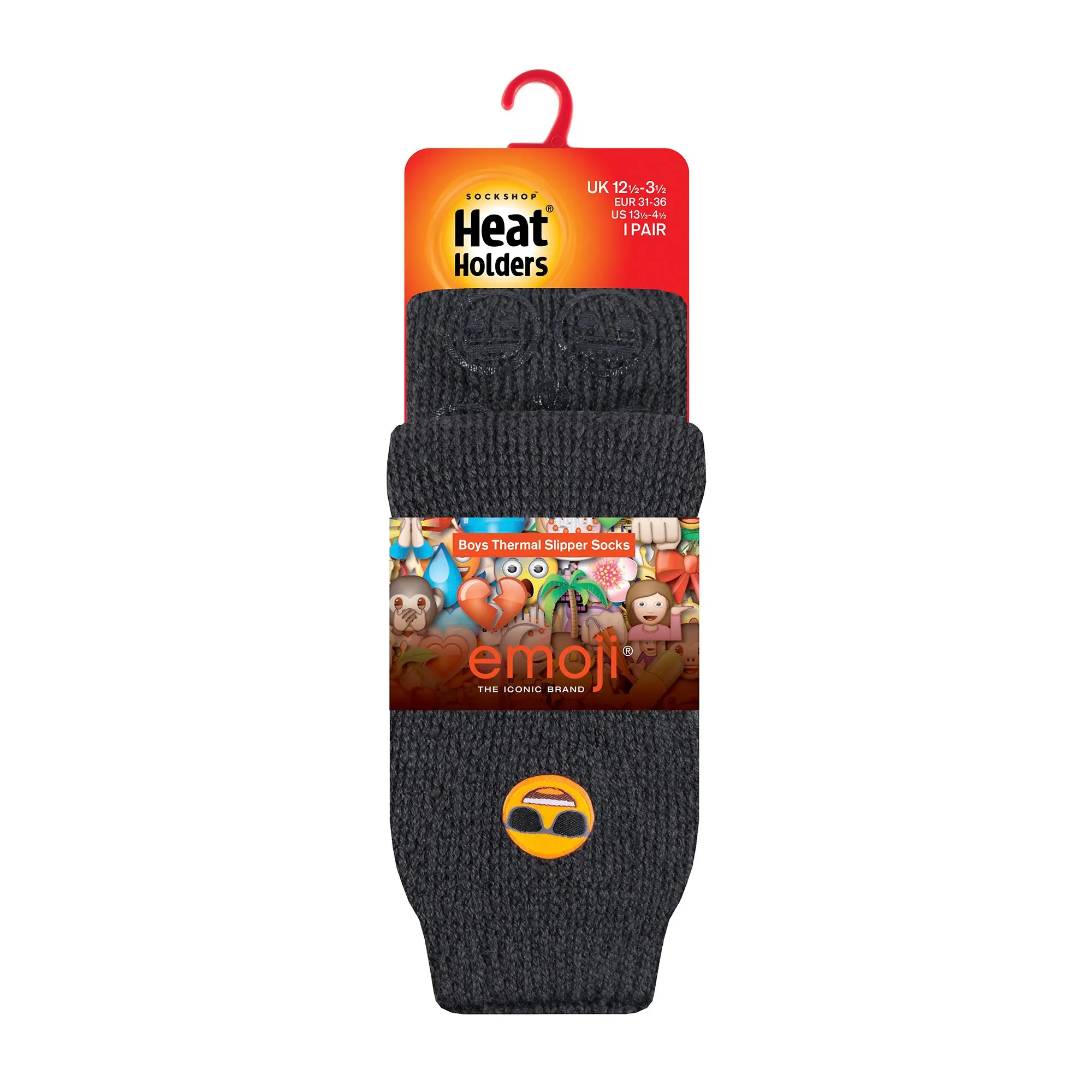 Kids Thermal Slipper Socks - Emoji Sunglasses Face