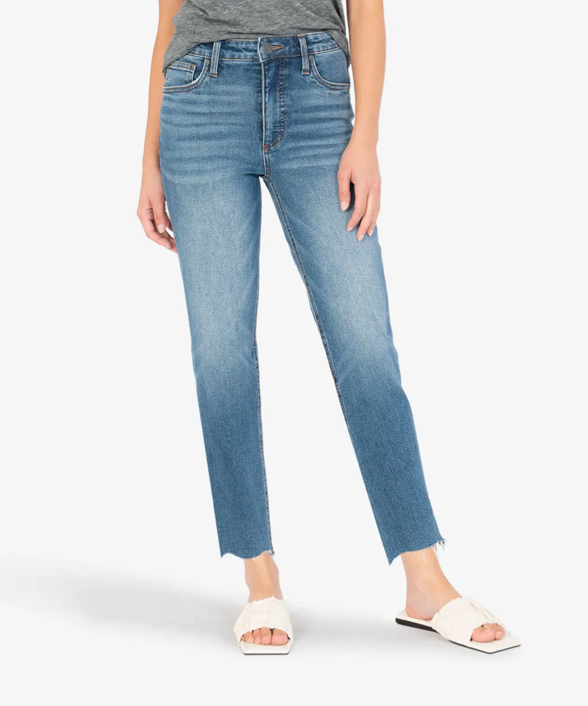 Kut Jeans | Rachael High Rise Fab Ab Mom with Raw Hem