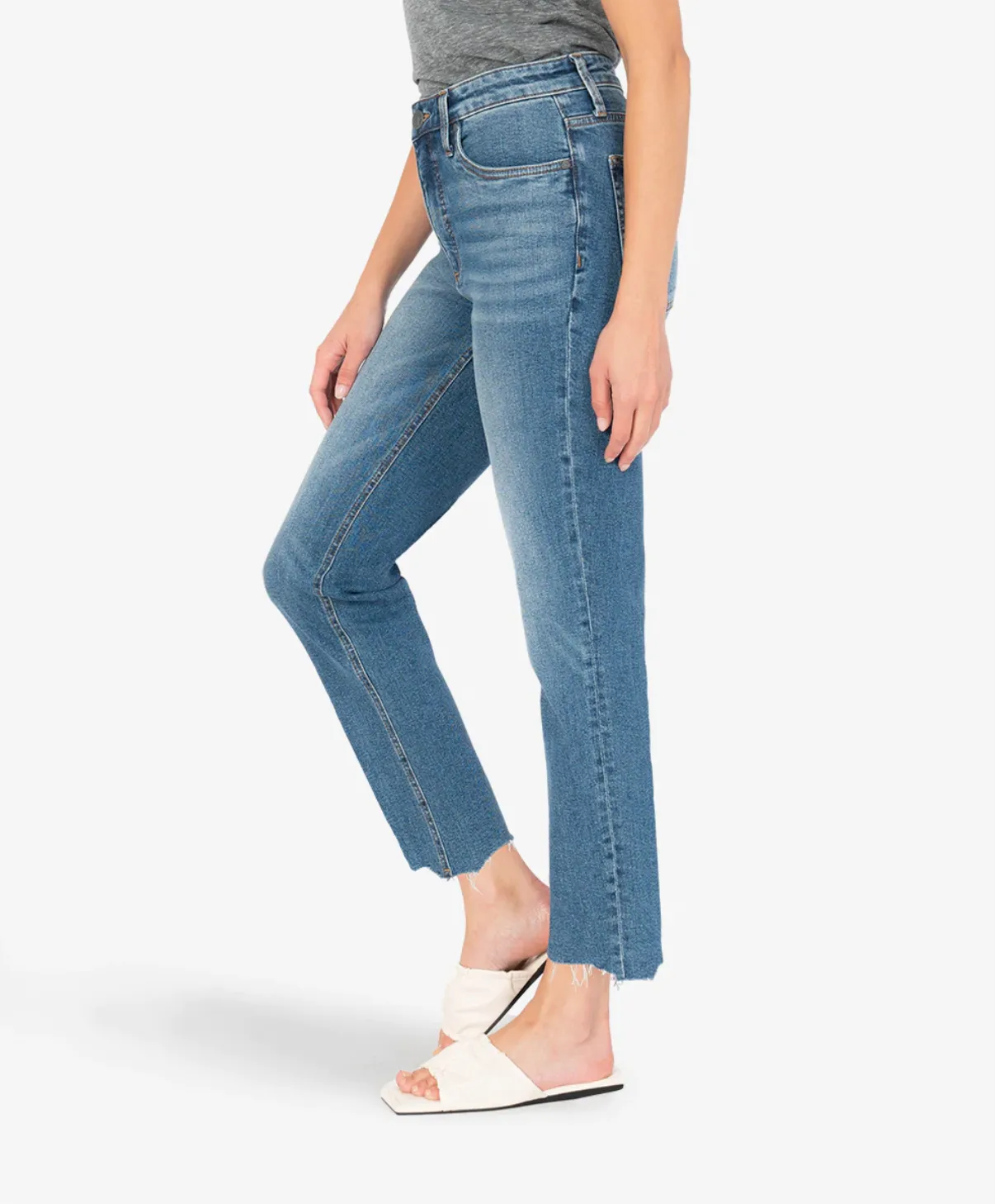 Kut Jeans | Rachael High Rise Fab Ab Mom with Raw Hem