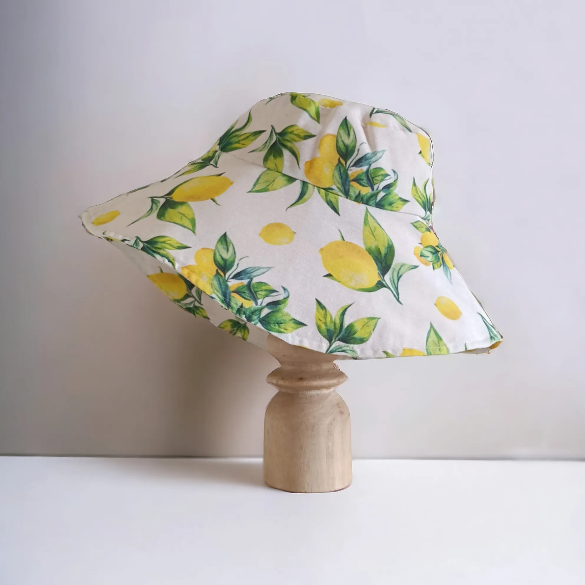 Lemon Print Wide Brim Hat