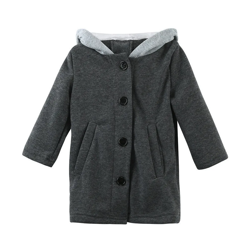 Little Rabbit Hoodie with Ears Pea Coat