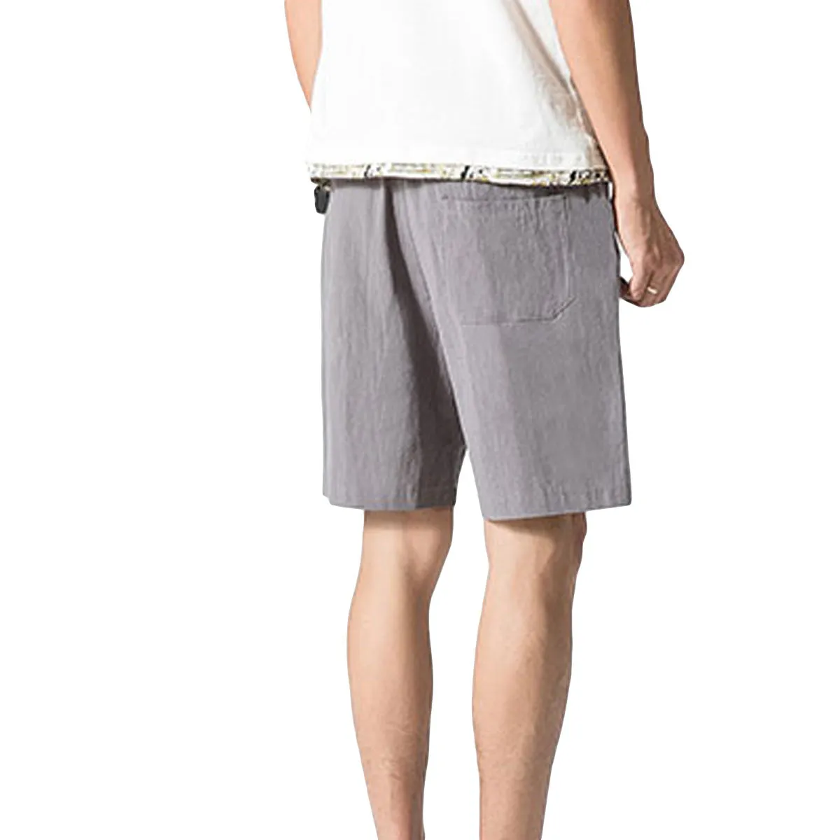 Loose Elastic Waist Shorts Grey