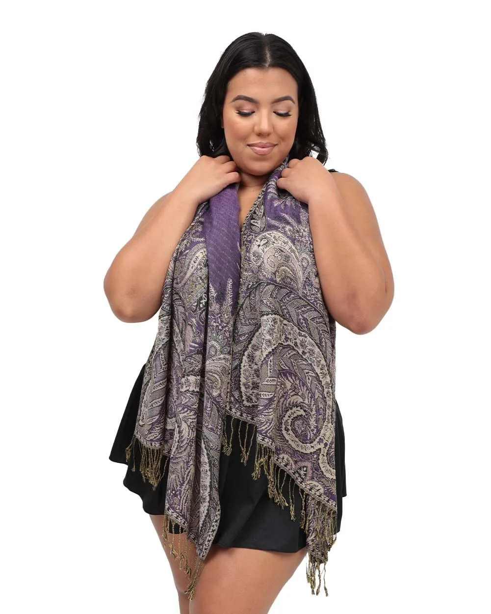 Lost in Paradise Paisley Purple Pashmina