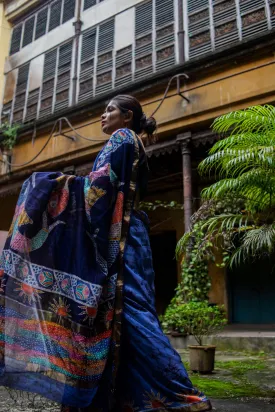 Matsya - Narmada Batik Maheswari saree