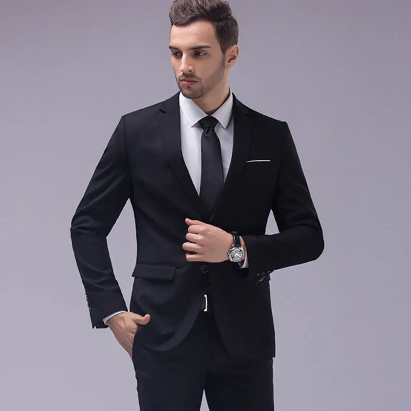 Men in Black Suit 2pcs Set Smart Fit Wedding Party Function Tuxedo For Business and Casual Wear- X16