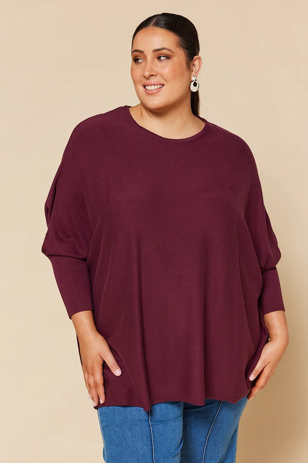 Mia Oversized Jumper in Plum