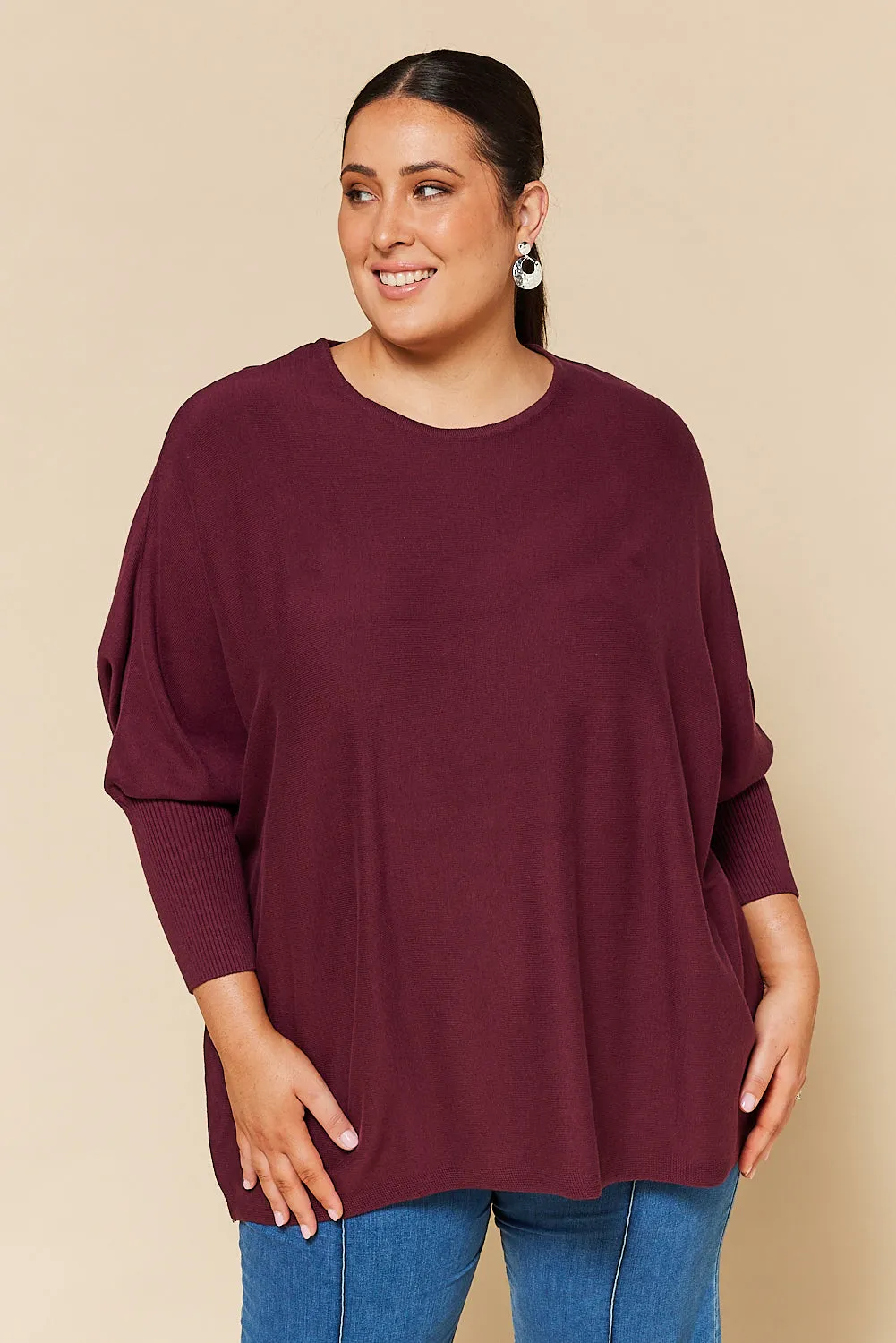 Mia Oversized Jumper in Plum