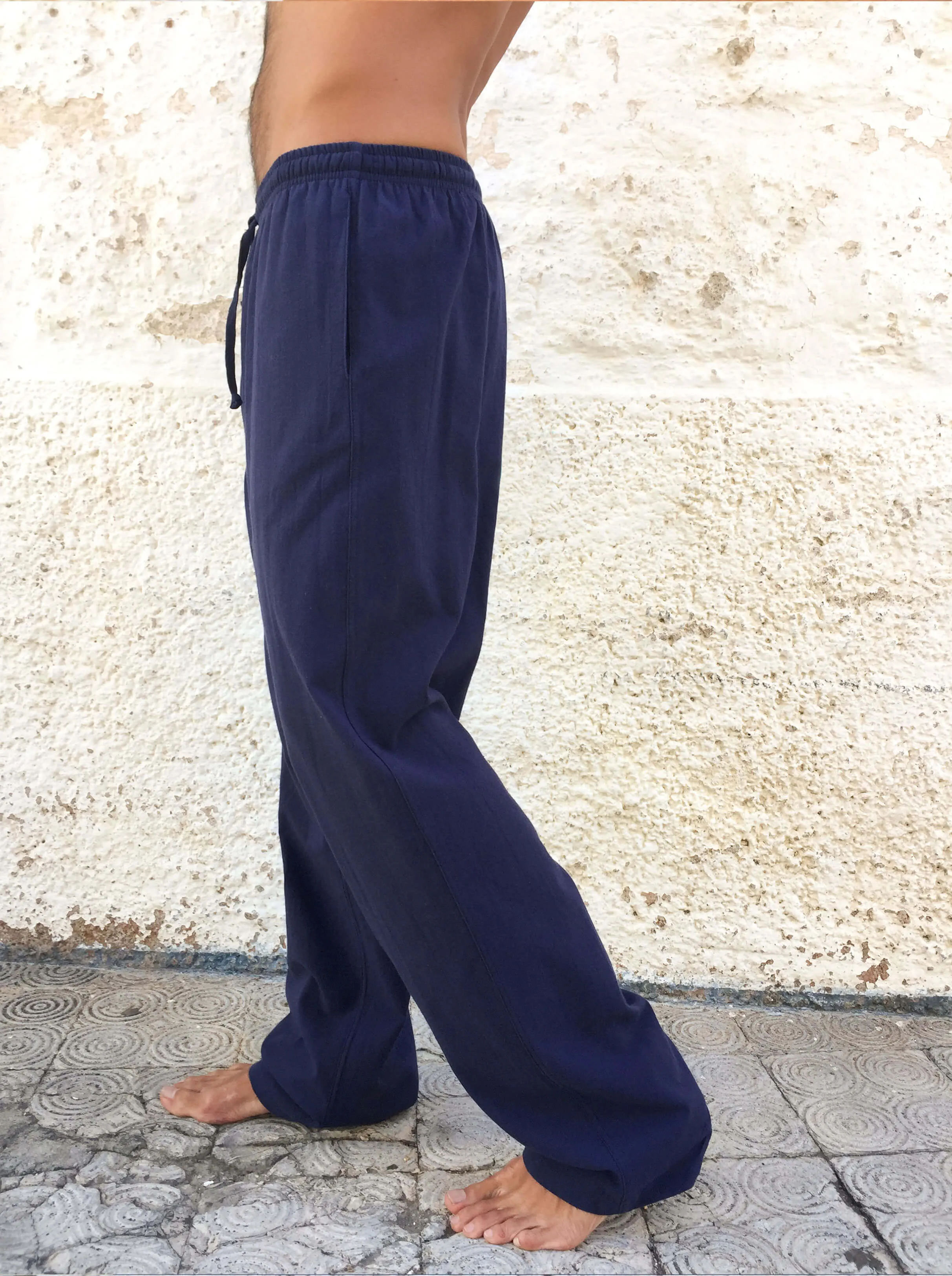 Midnight Blue Cotton Drawstring Pants