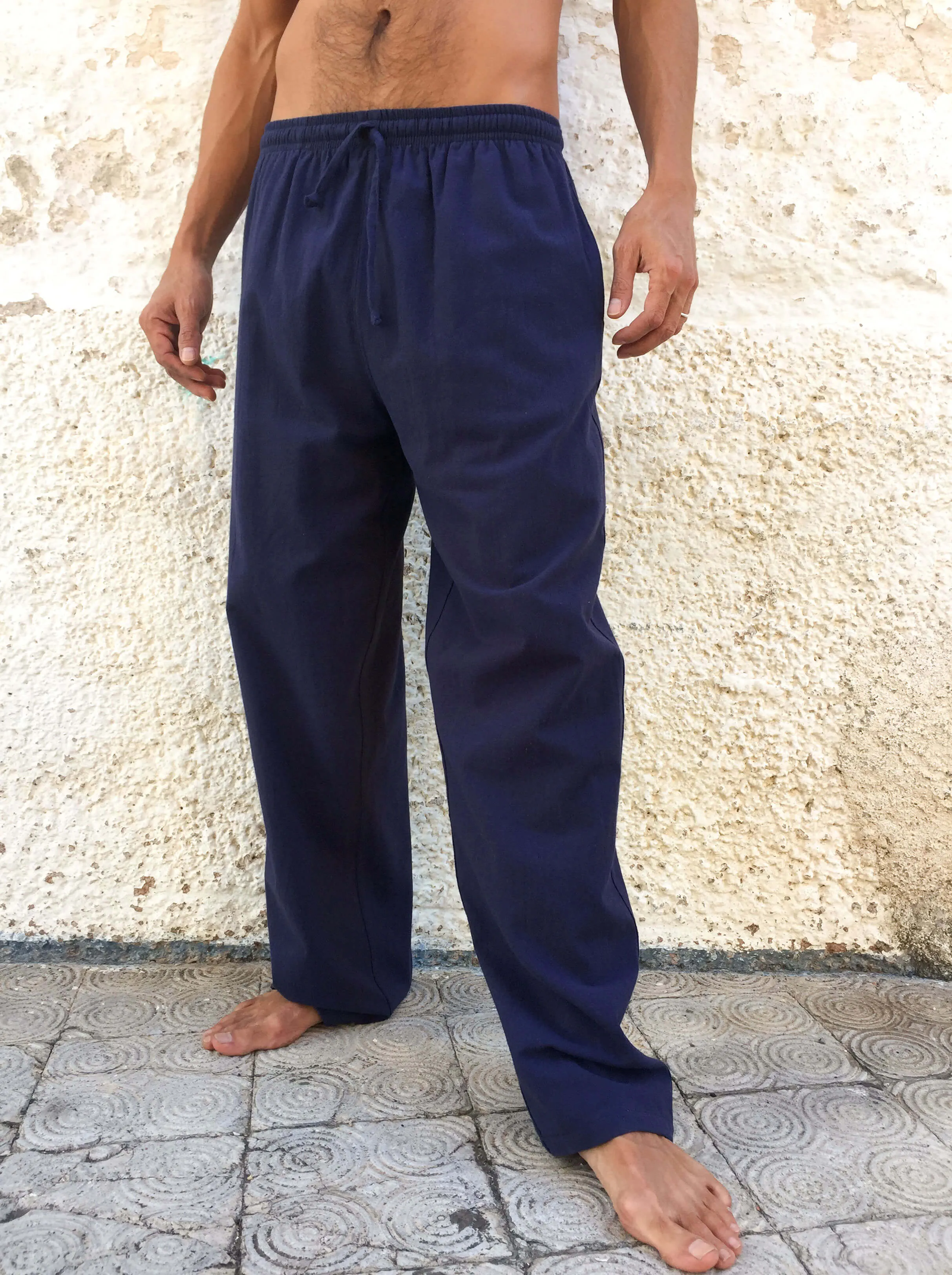 Midnight Blue Cotton Drawstring Pants